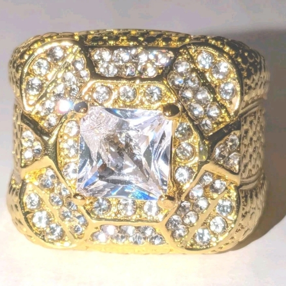 Simulated Diamond Mens Engagement Wedding Band Ring 3Ct 14k Yellow Gold Plated